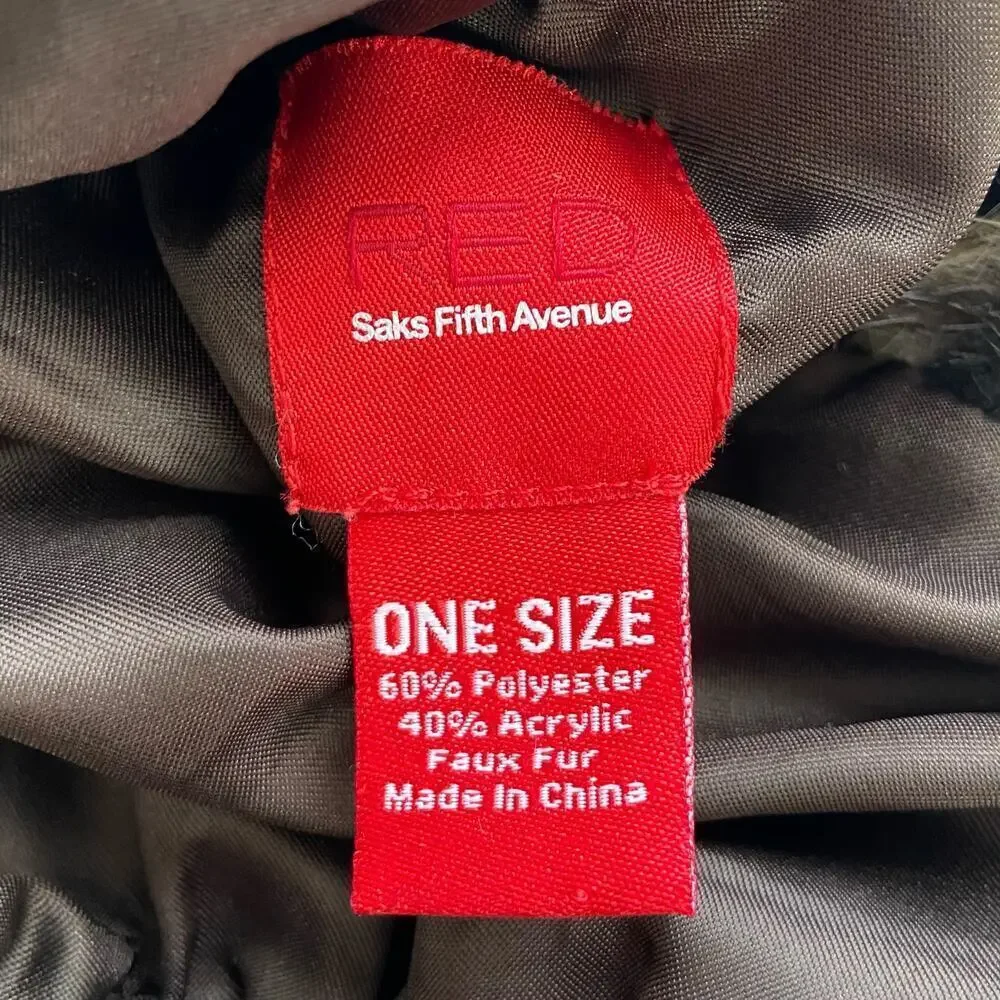 VTG SAKS FIFTH AVENUE RED LABEL Faux Fur Scarf Leopard Print Old Money Evening